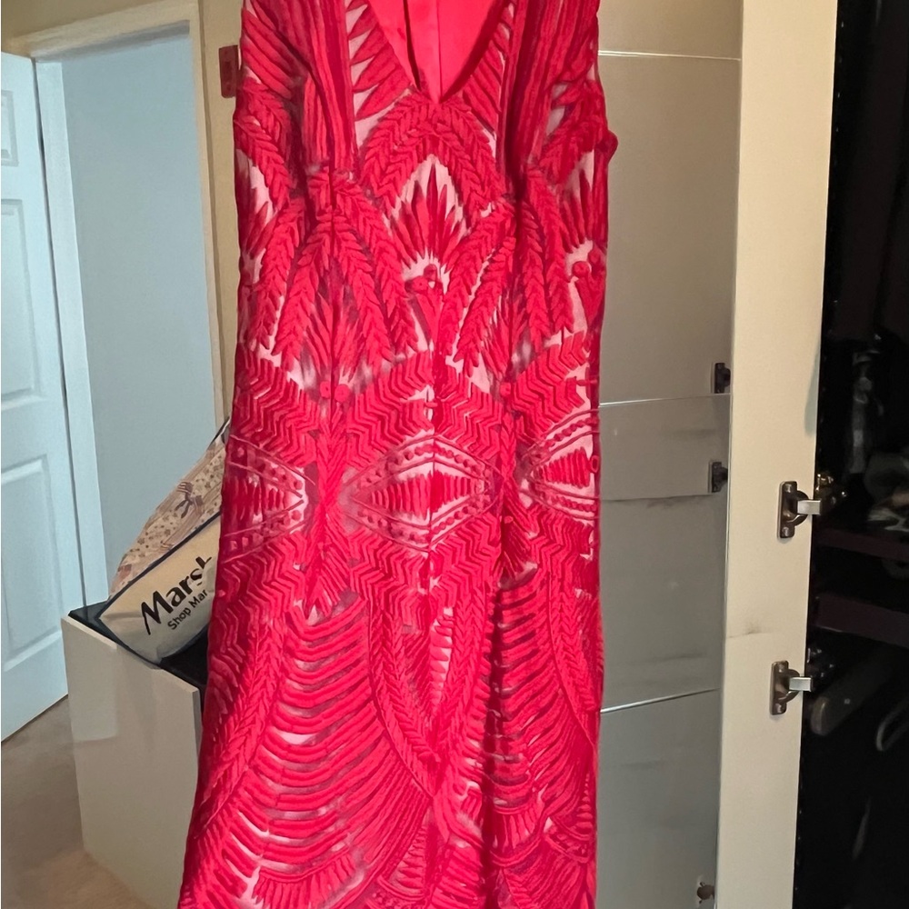 Bardot Pink and Orange Sleeveless V-Neck Maxi Sundress